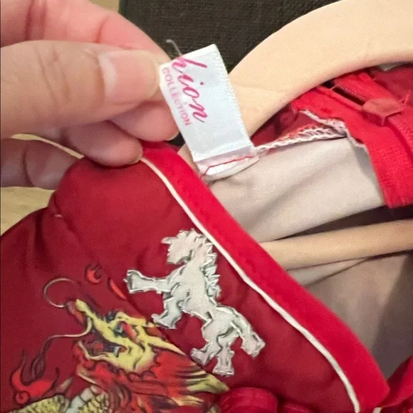 # 0684+ Red Cheongsam Dress with Dragon Print & WHT Logo - Picture 5 of 6